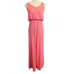 Rolla Coster Red Micro Stripe Elastic Waist Tank Maxi Dress Stretch Womens Sz L